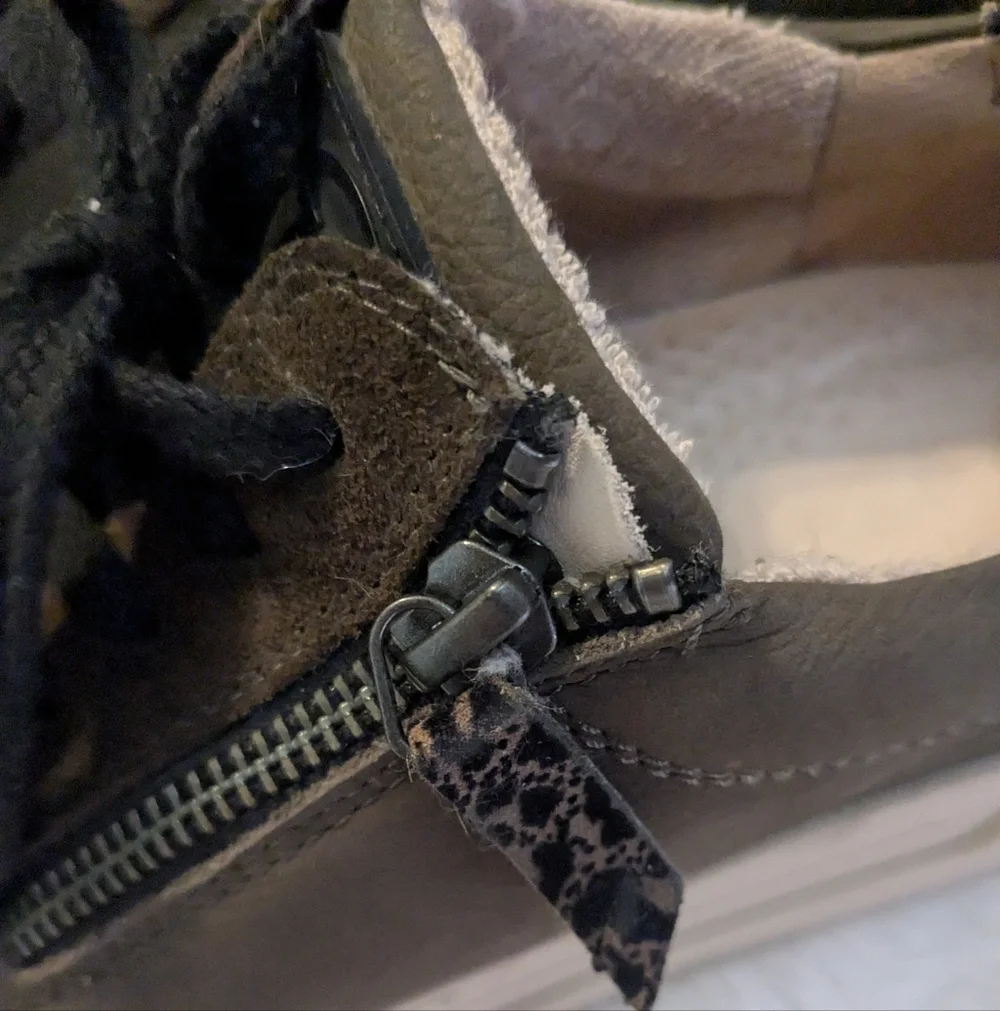Paul Green Nuevo Leather Suede Sneakers Leopard Heel Side Zip Women’s 7.5